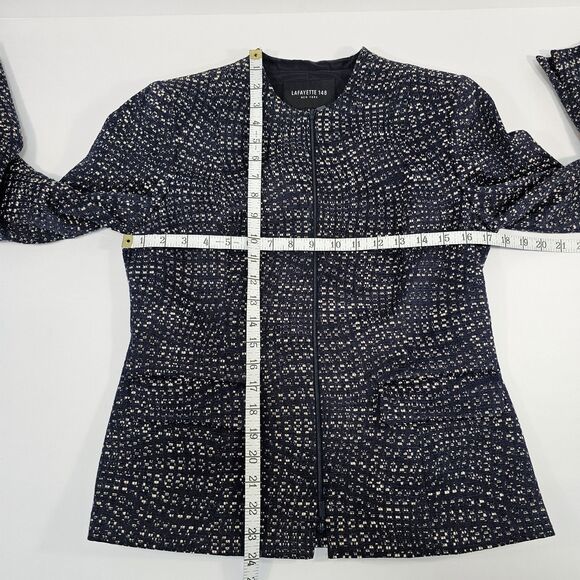 lafayette 148 Jaylan Seacliff Ink Blue Zip-Front Tweed Jacket Women's Size 4 - Picture 7 of 8